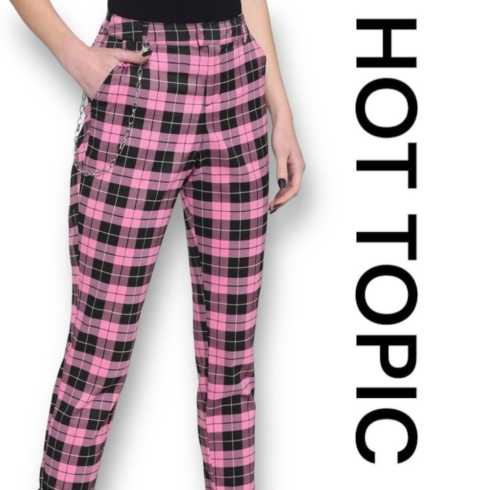 HOT TOPIC Women’s Plaid Pink Black Pants Punk Goth Rock Juniors Small